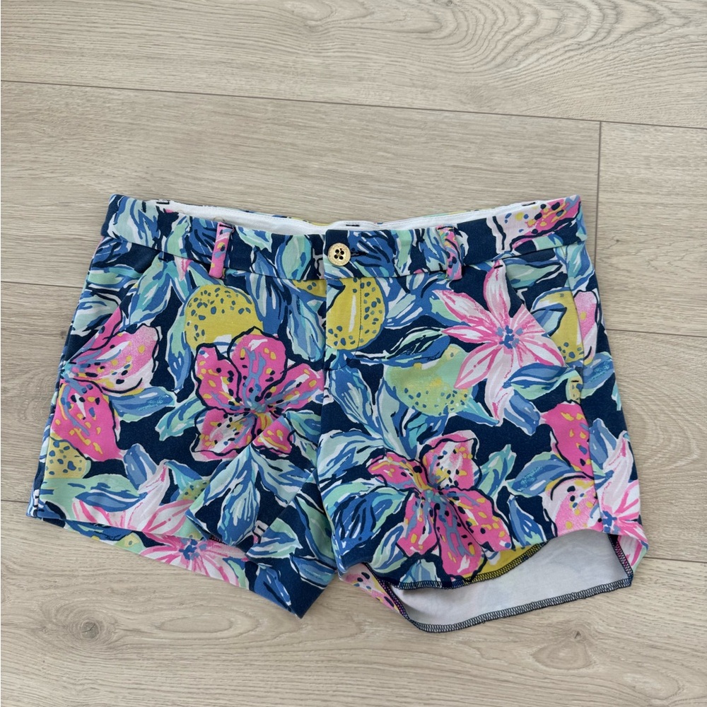 Lilly Pulitzer Floral High Waist Shorts - Blue, Pink, Yellow